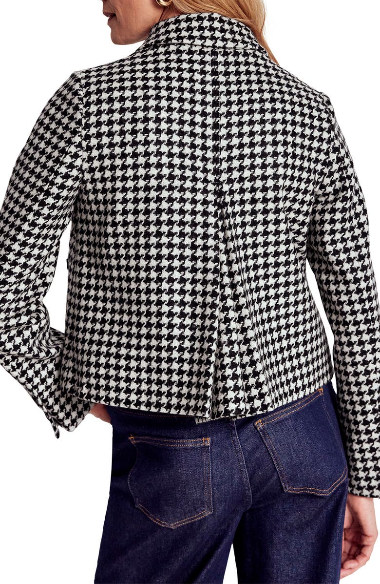 Boden Knightsbridge Houndstooth Check Wool Jacket, Alternate, color, Black Dogstooth