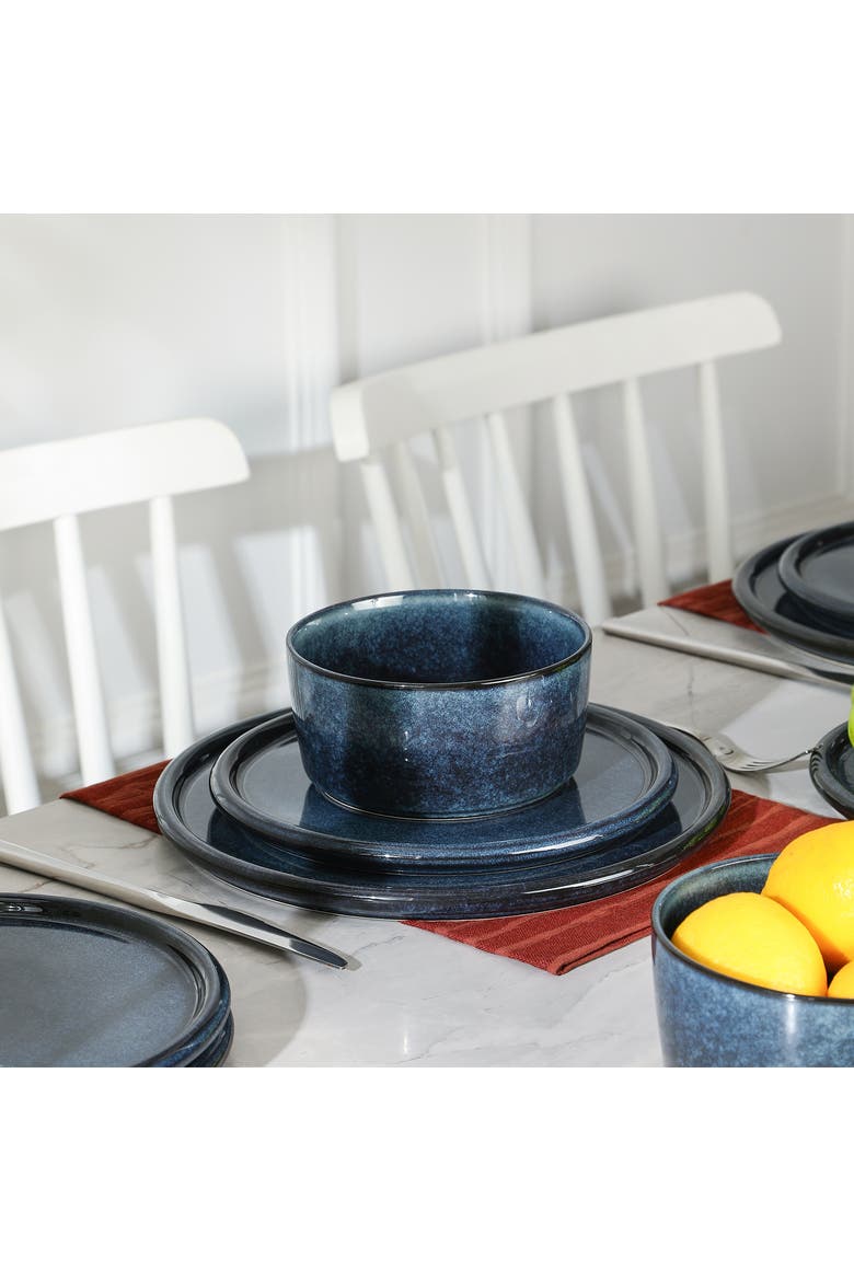 Eden Stoneware 24-Piece Dinnerware Set, Alternate, color, Dark Blue