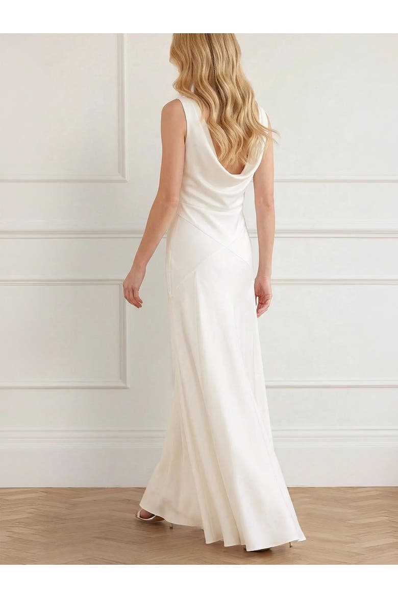 Evangeline Satin Cowl Neck Gown, Alternate, color, Chalk