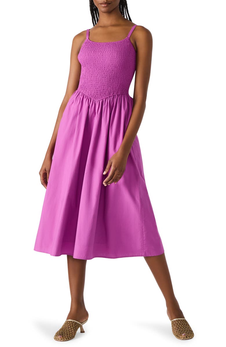 Steve Madden Codie Smocked Bodice Sundress, Main, color, Radiant Orchid