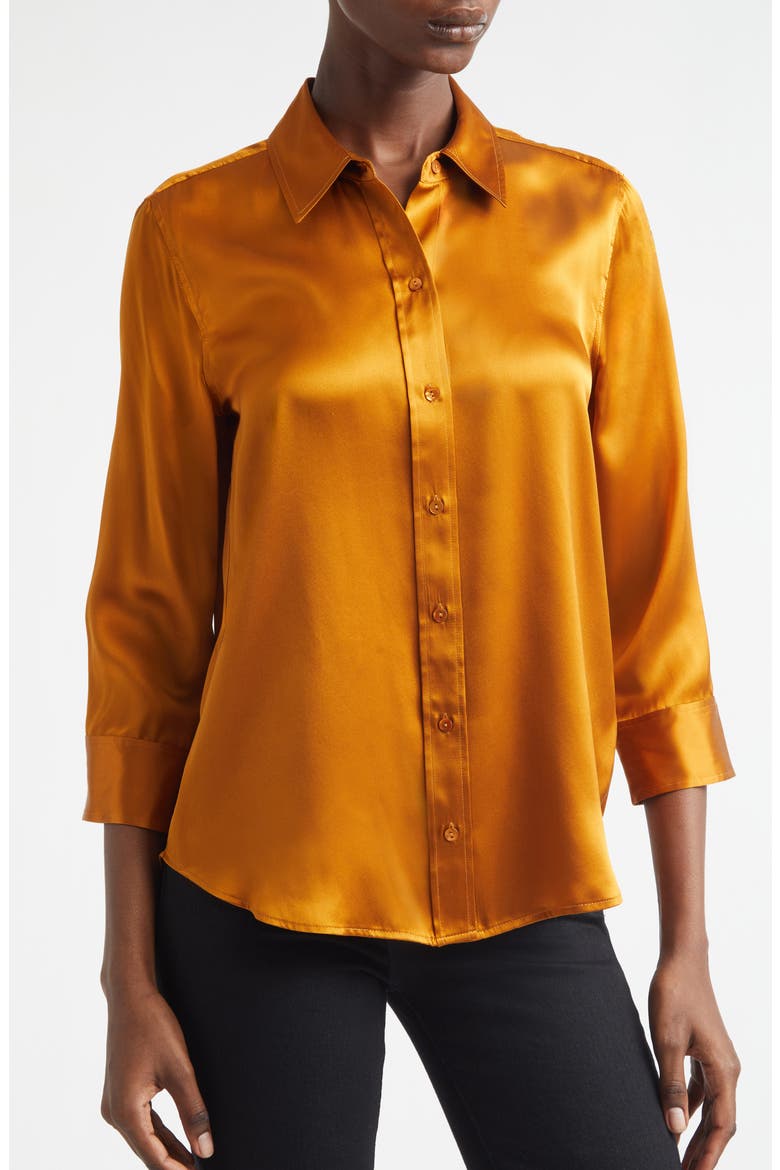 Dani Silk Charmeuse Blouse, Alternate, color, DIJON