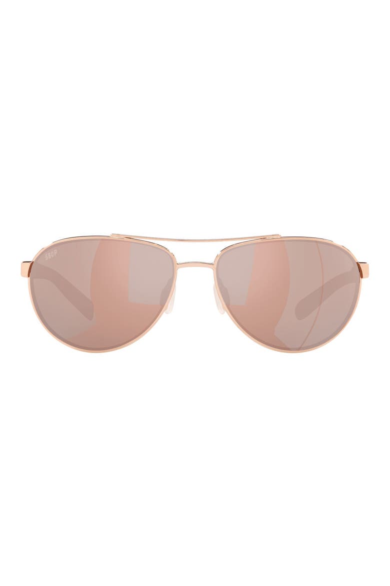 57mm Fernandina Polarized Sunglasses, Main, color, ROSE GOLD / COPPER SILVER 580P
