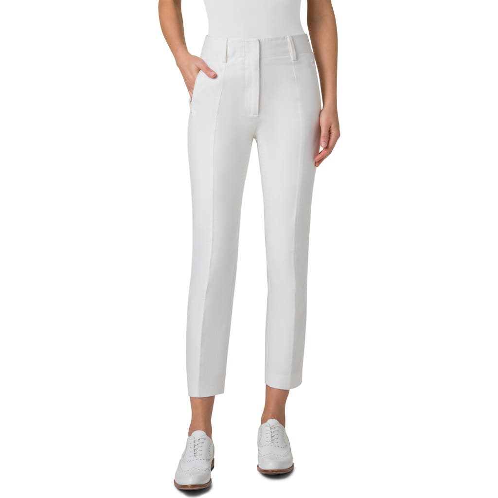 Akris Connor Cotton-silk Slim-leg Ankle Pants In Ecru