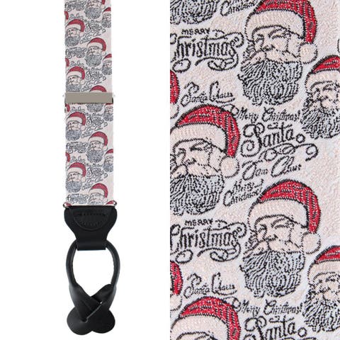 Big & Tall Santa Claus Is Watching Silk Novelty Button End Suspenders
