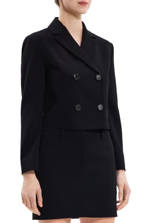 Theory Double-breasted Crop Blazer In Admiral Crepe In Multi