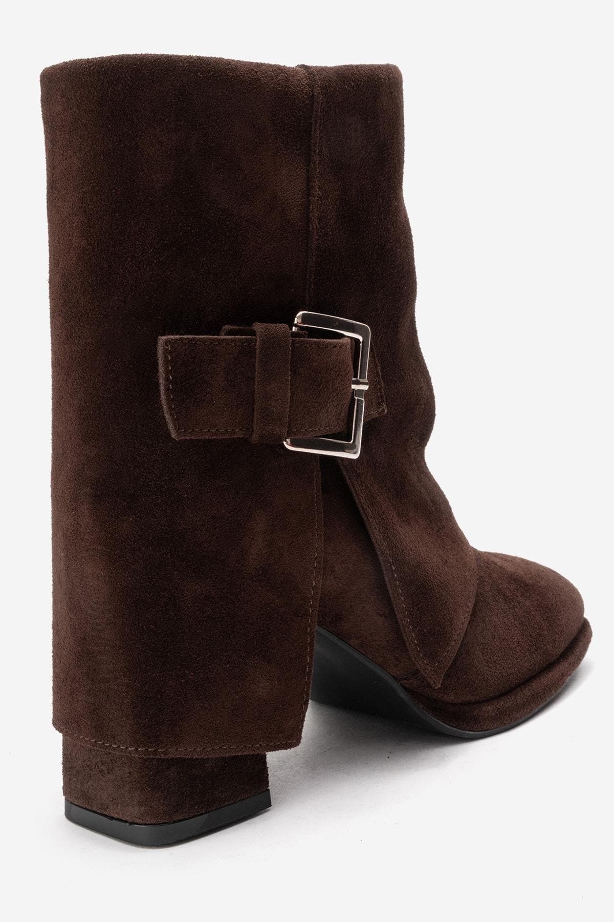 Lore Leather Block Heel Boot, Alternate, color, Brown Suede