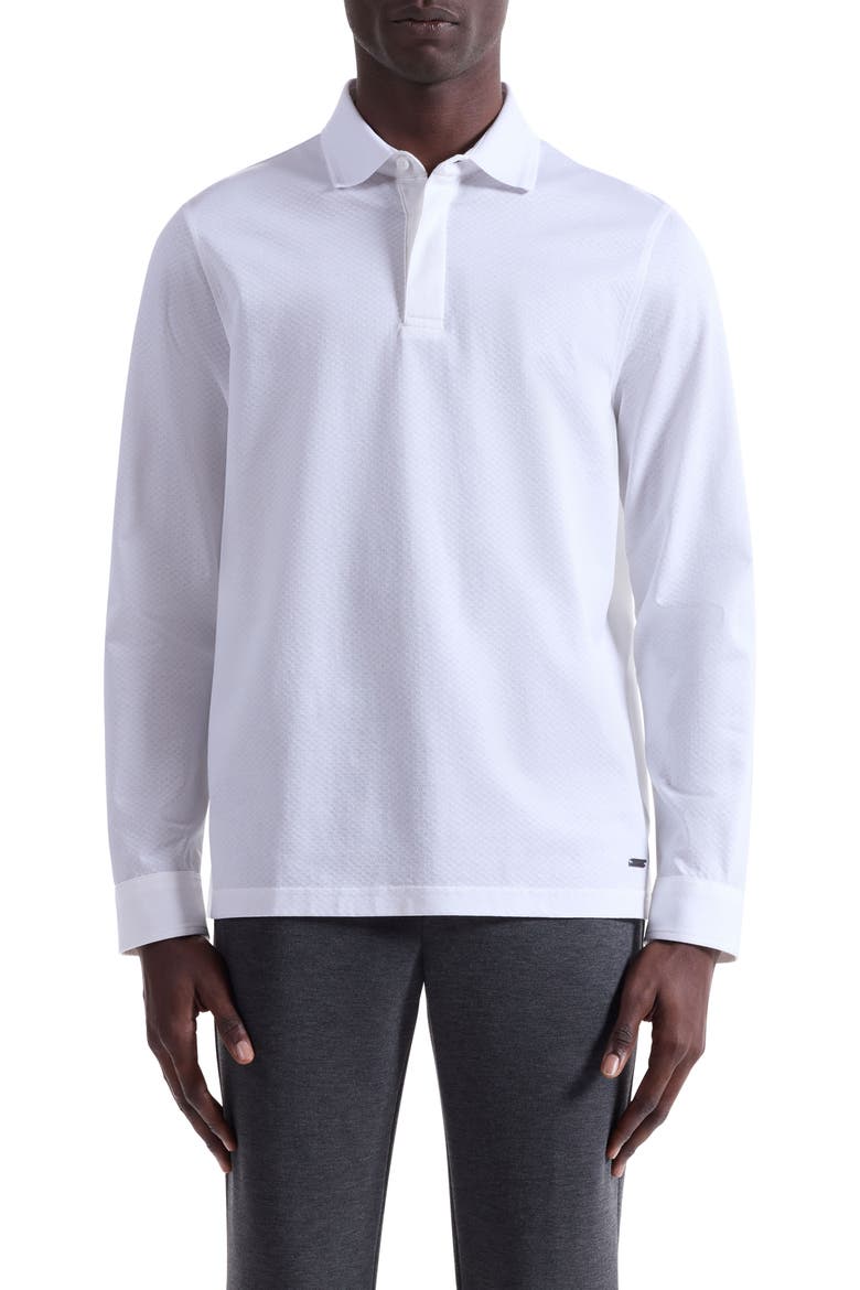 Mercerized Cotton Long Sleeve Polo, Main, color, WHITE
