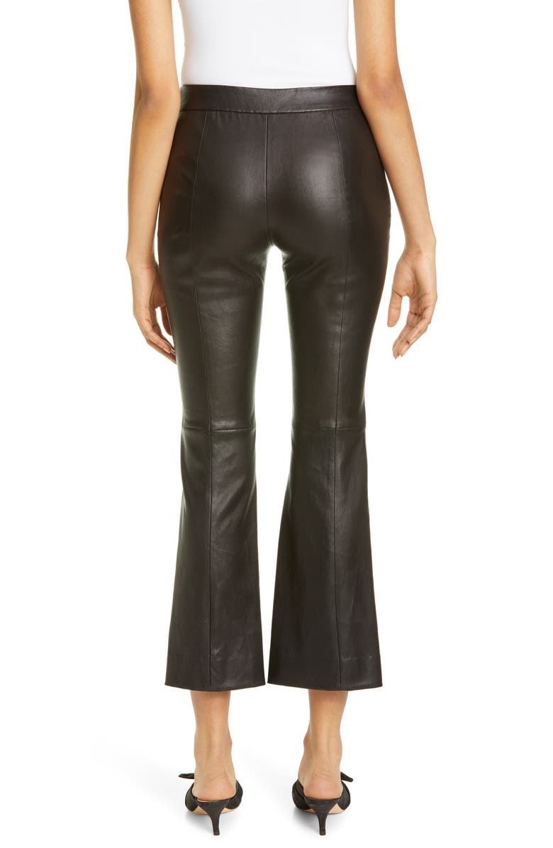 Rosetta Getty Pull-On Lambskin Leather Crop Flare Pants, Alternate, color, 