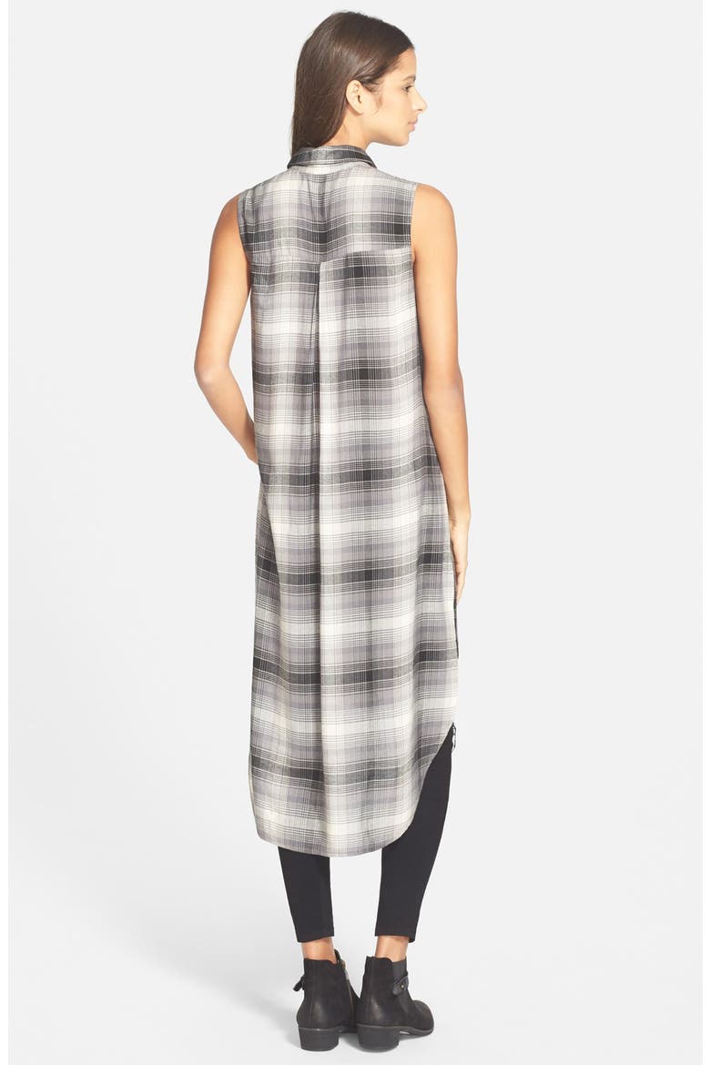 Chloe K Sleeveless Plaid Tunic, Alternate, color, GREY/ BLACK