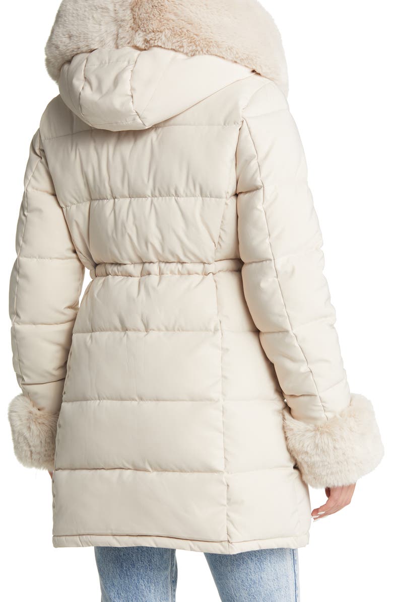 AZALEA WANG Faux Fur Trim Puffer Coat, Alternate, color,