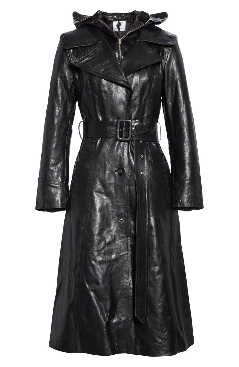VETEMENTS Mask Leather Trench Coat, Alternate, color,