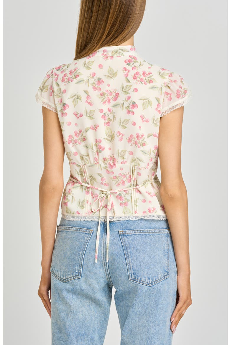 Talia Floral Button-Up Top, Alternate, color, GARDEN RASPBERRY