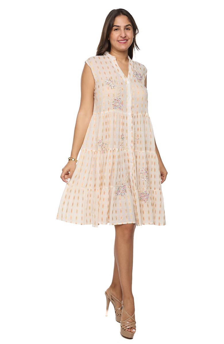 RANEES Tiered Sleeveless Shirtdress, Alternate, color, Ivory