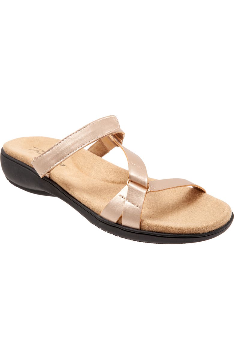 Trotters Raja Slide Sandal, Main, color, Champaign Metallic