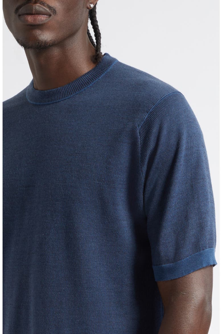 Roderick Short Sleeve Merino Wool Crewneck Sweater, Alternate, color, TEAL FIRTH/ HEP SMK