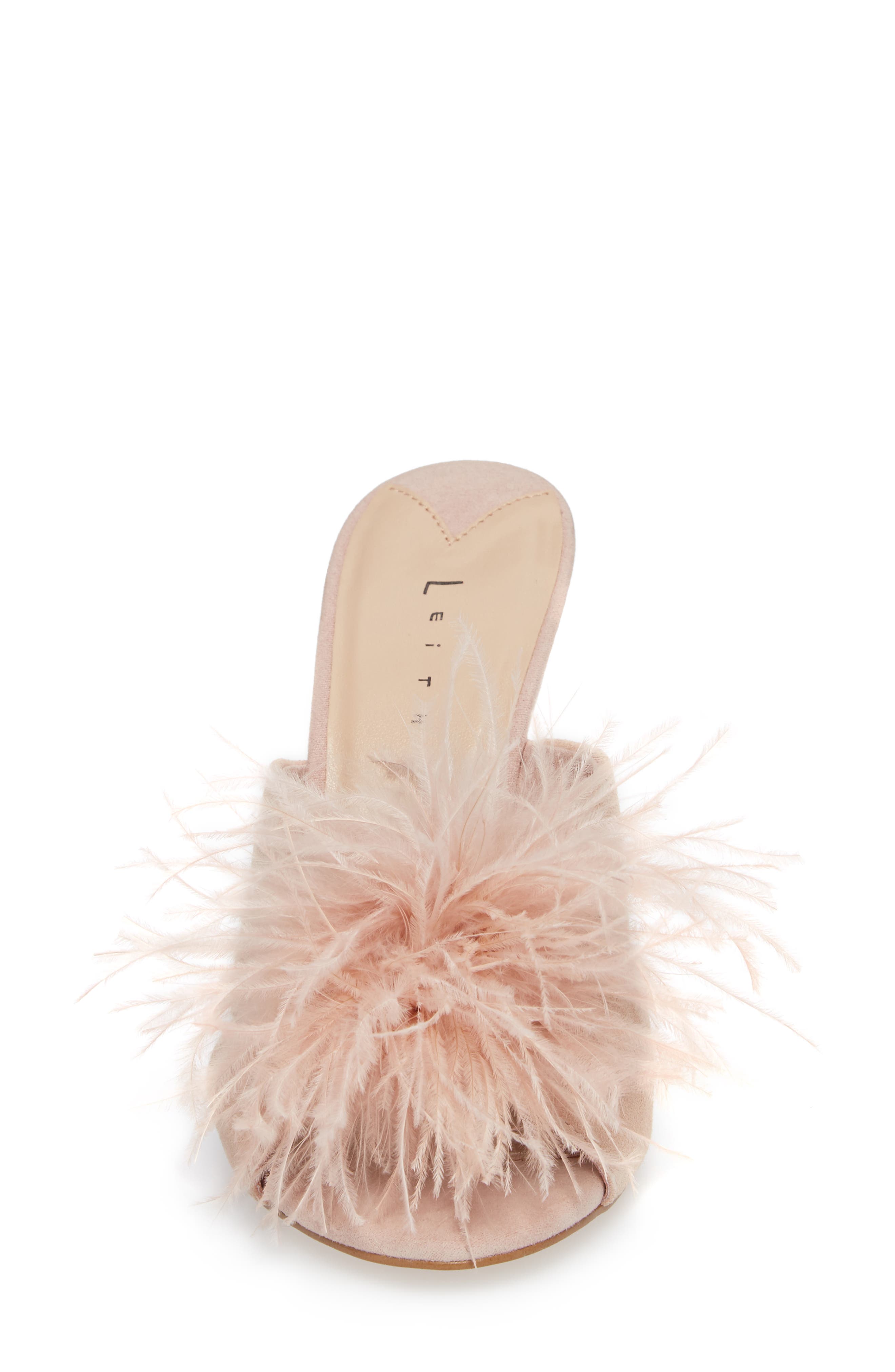 Edge Feather Sandal, Alternate, color, BLUSH SUEDE