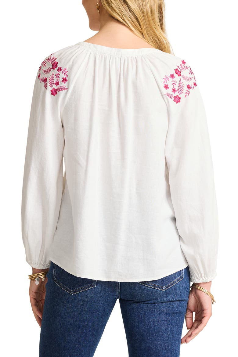 Coastal Tide Embroidered Linen Blend Peasant Top, Alternate, color, BRIGHT ROSE