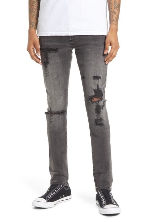 Punk Men's Distressed Super Skinny Jeans (Flint)