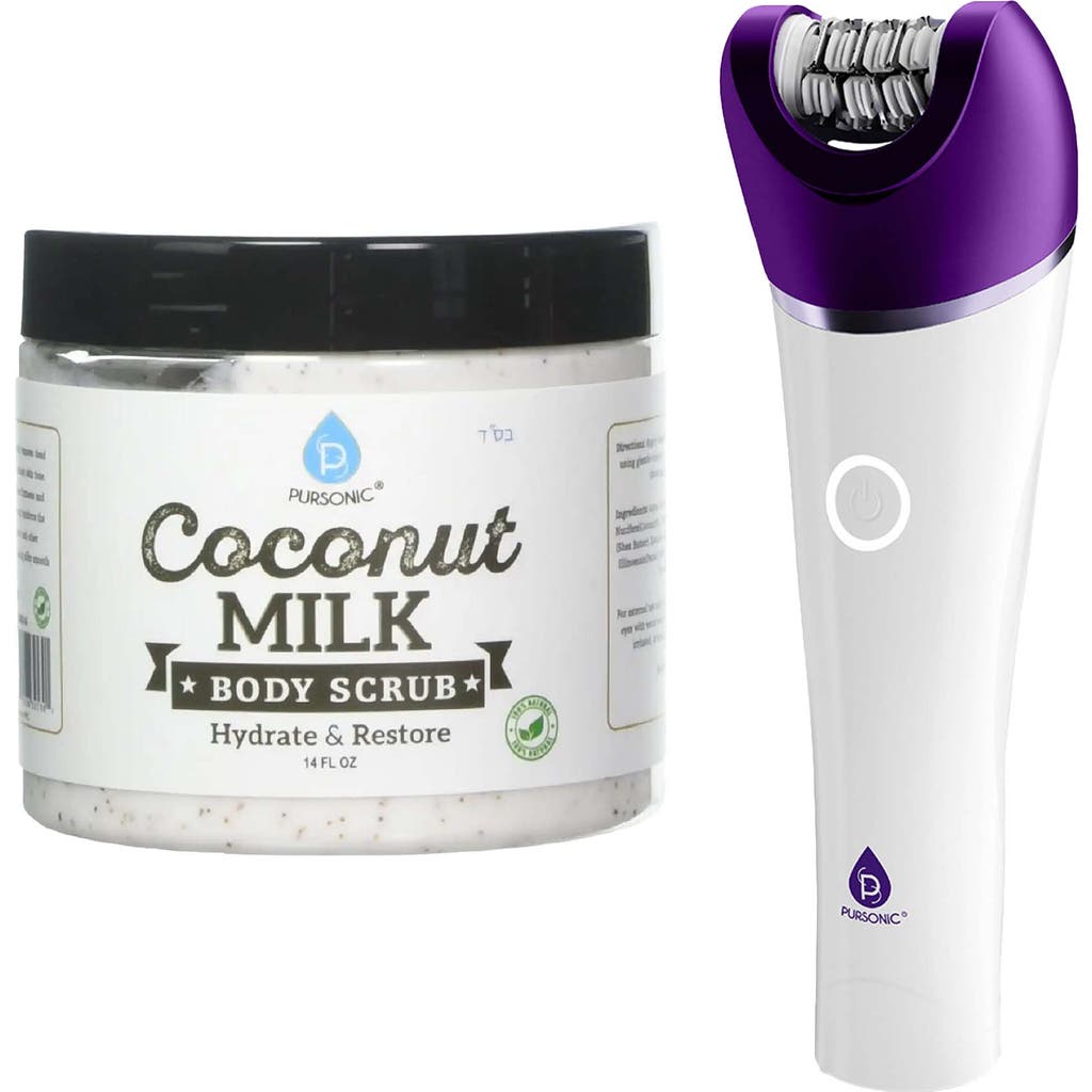 Pursonic Smooth & Radiant Skincare Bundle 6-in-1 Smooth Glide Epilator + Coconut Milk Body Scrub In Multicolor