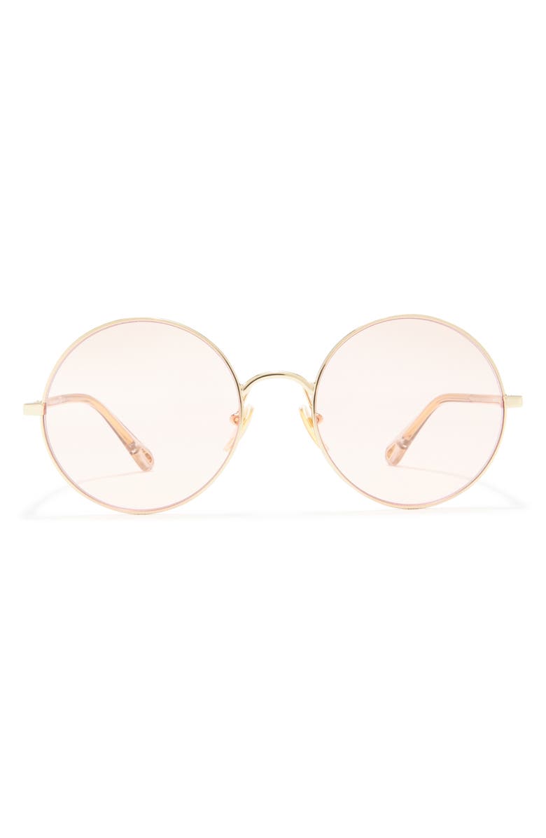 Chloé 56mm Double Layer Round & Square Sunglasses, Main, color, Gold Brown