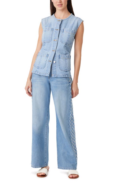Habitual Collarless Denim Vest In Blue