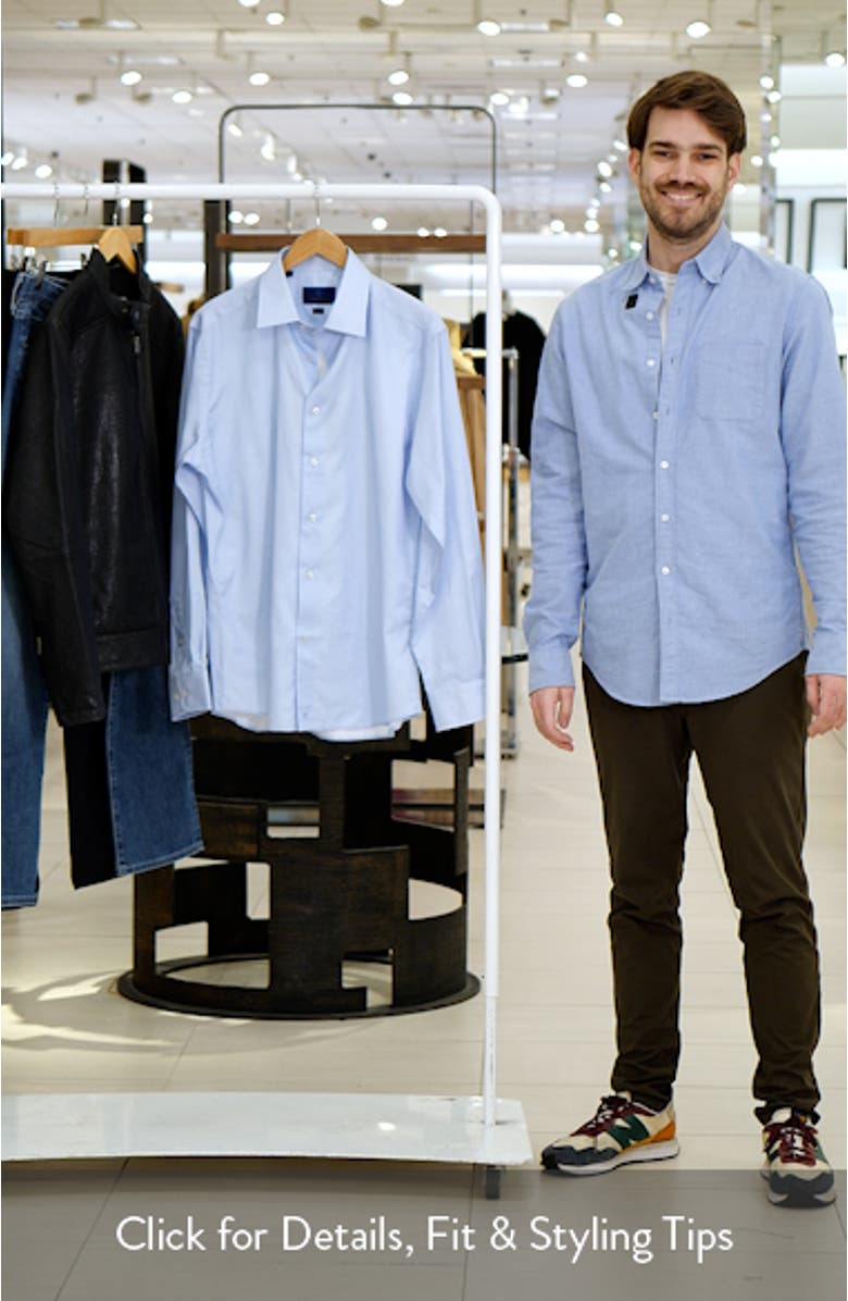 Trim Fit Twill Geometric Dot Print Dress Shirt, sales video thumbnail