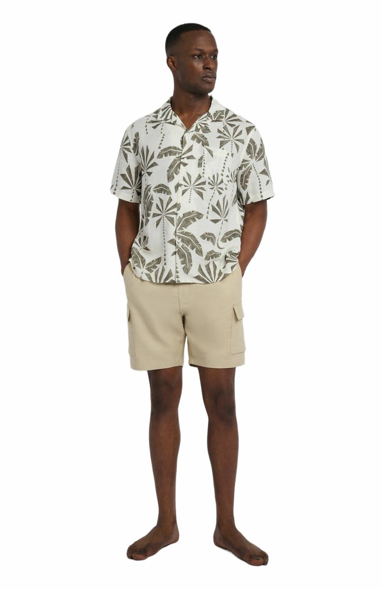 Onia Air Linen Vacation Shirt, Main, color, Olive Multi