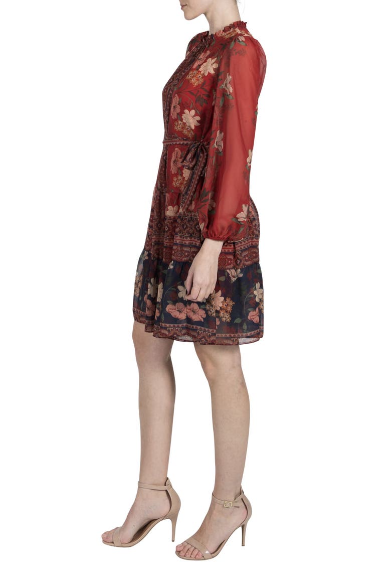 Julia Jordan High Neck Tie Belt Long Sleeve Dress (Women) | Nordstromrack