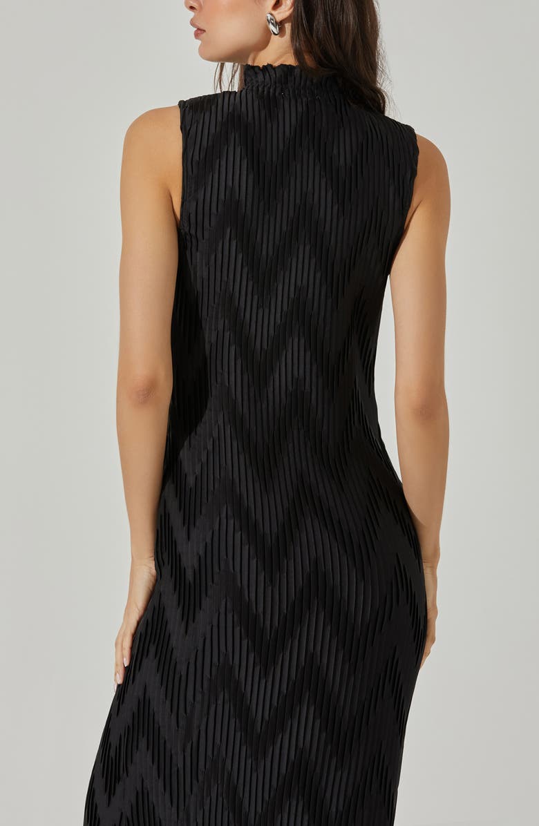 ASTR the Label Zigzag Plissé Mock Neck Midi Dress, Alternate, color, 