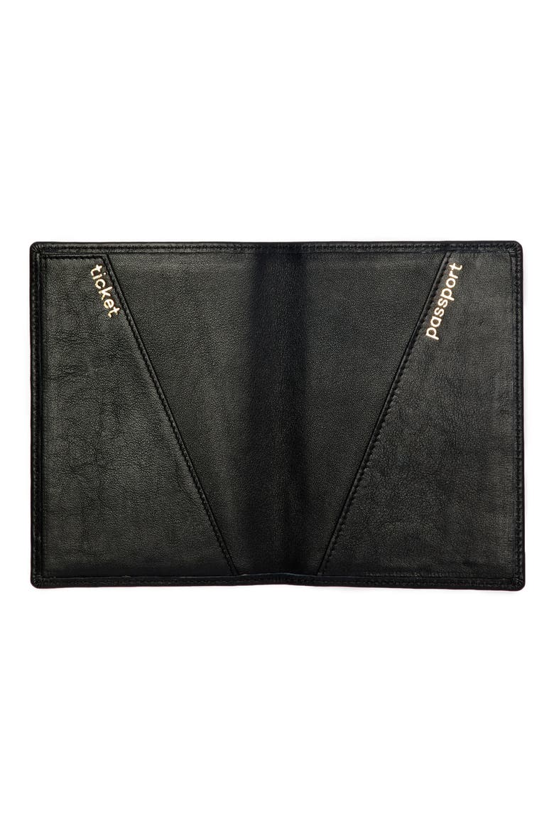 Personalized Leather Passport Case, Alternate, color, NOIR
