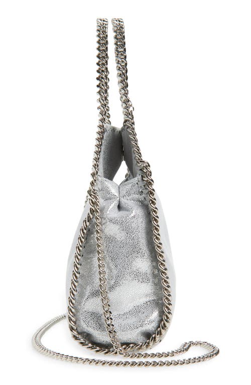 Stella Mccartney Mini Falabella Metallic Faux Leather Tote In Silver