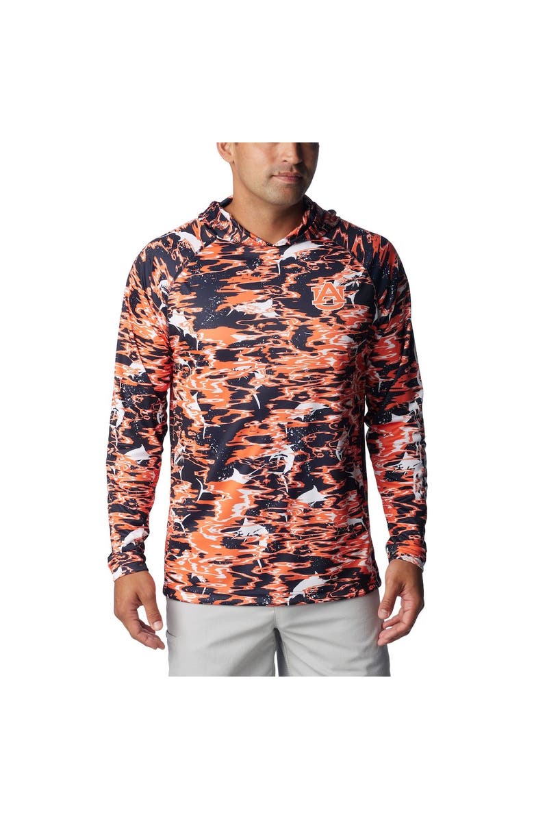 Columbia Men's Columbia Navy Auburn Tigers PFG Terminal Tackle Omni-Shade Rippled Long Sleeve Hooded T-Shirt, Alternate, color, 