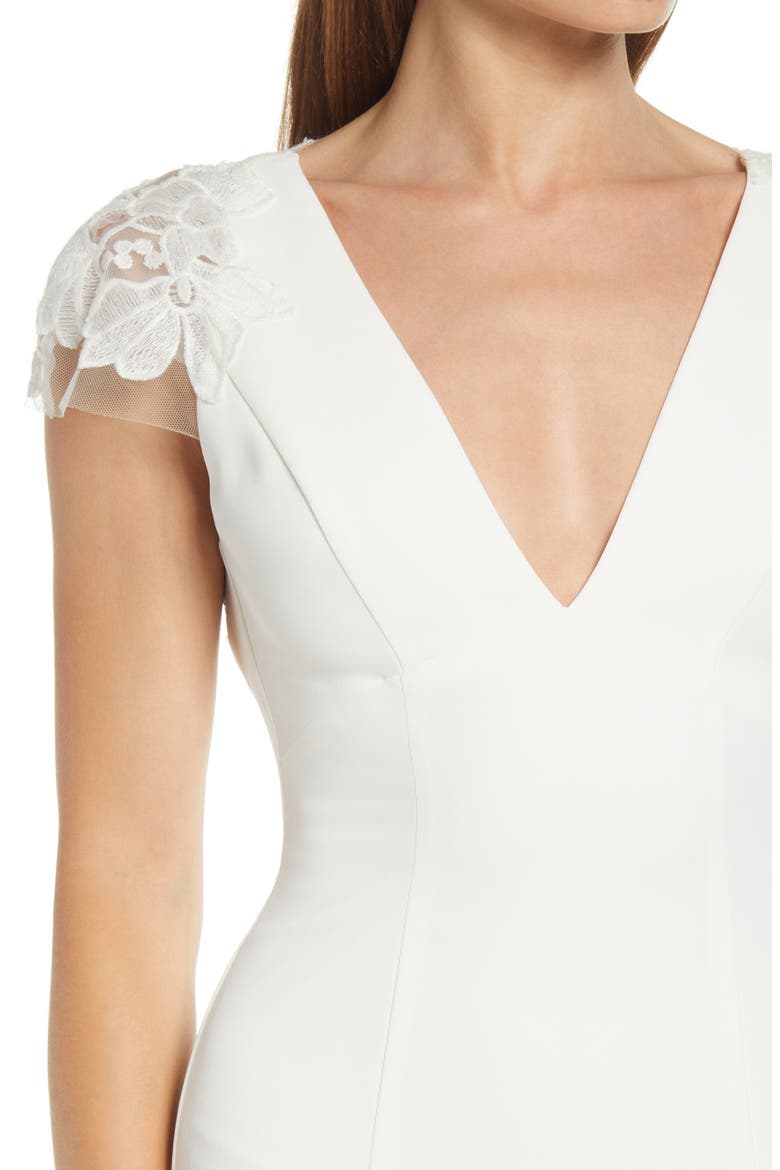 Lace Back Tea Length Dress, Alternate, color, SILK WHITE