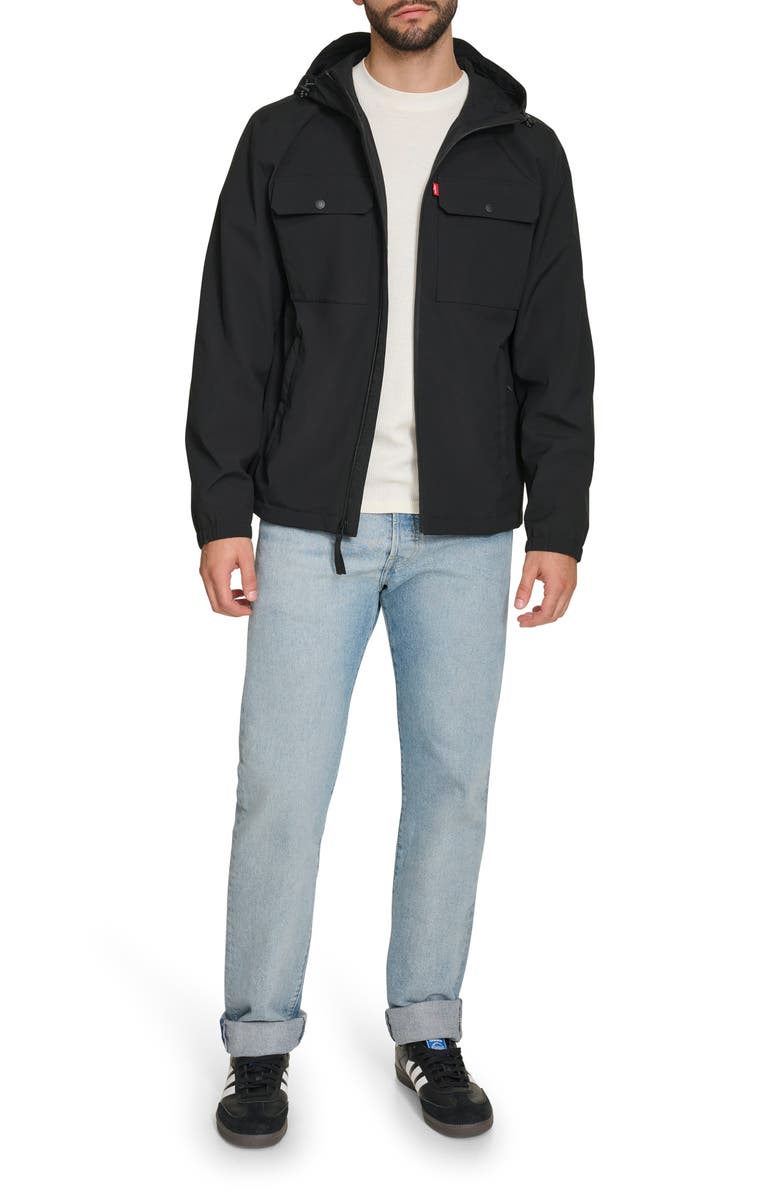 Levi's<sup>®</sup> Hooded Rain Jacket, Alternate, color, Black