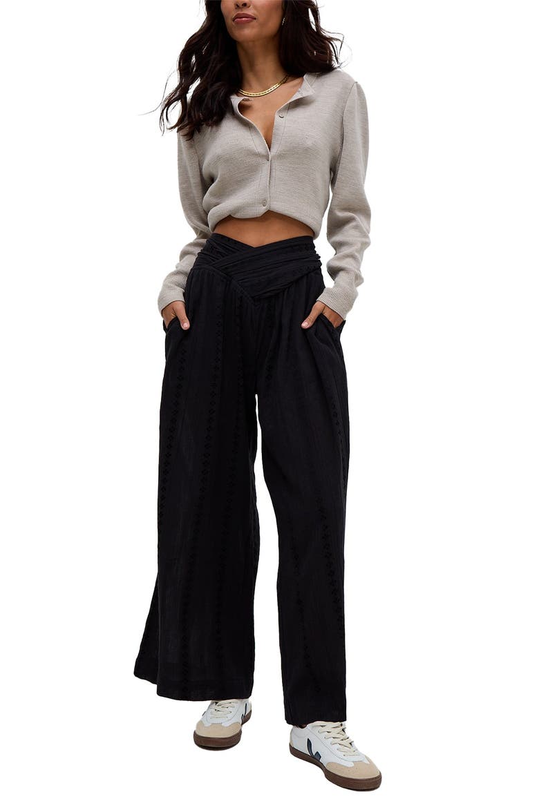 Farrah Wide Leg Jacquard Trouser, Alternate, color, Black