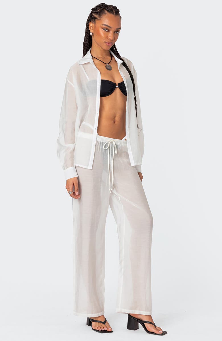 EDIKTED Breezy Sheer Cover-Up Pants, Alternate, color, 
