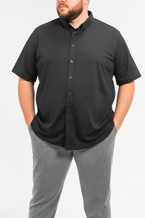 Men’s Big and Tall Commuter Shirt, Short Sleeve Button Down, Tailored Fit, Spread Collar, Performance Fabric, Stylish & Casual Breathable Shirt