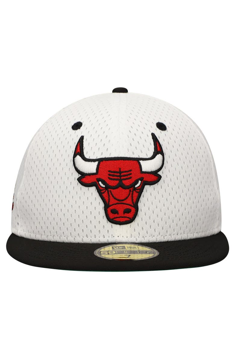 New Era Men's New Era White/Black Chicago Bulls Throwback 2Tone 59FIFTY Fitted Hat, Alternate, color, White