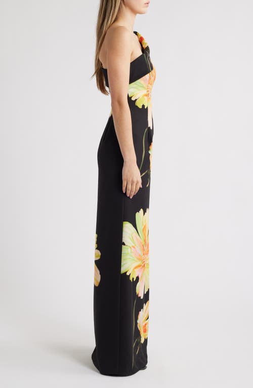 Black Halo Dolan One-shoulder Gown In Bursting Bloom