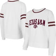 CONCEPTS SPORT Women's Concepts Sport White Texas A&M Aggies Borough French Terry Arch Over Long Sleeve T-Shirt
