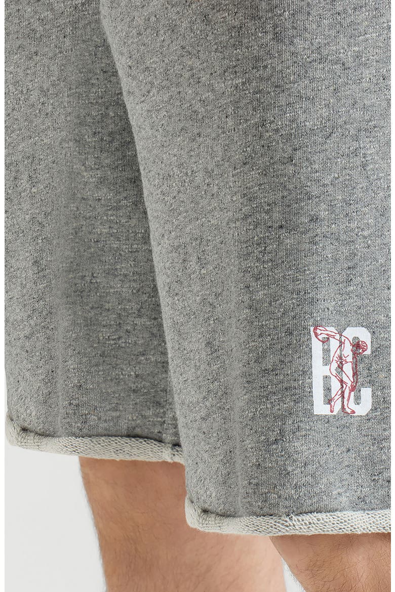 Cotton and linen mélange French terry Bermuda shorts with logo, Alternate, color, Grey