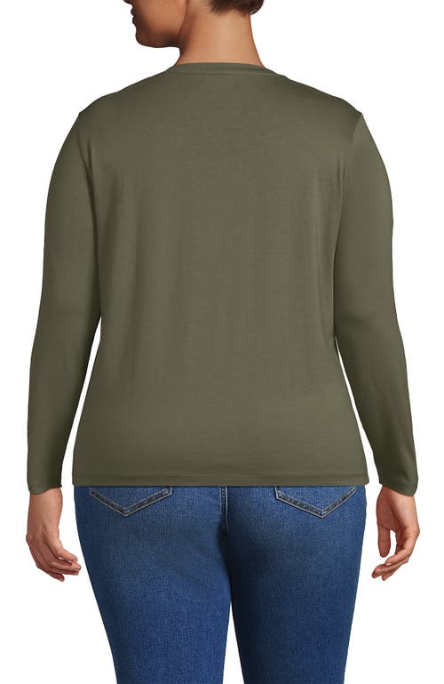 Lands' End Plus Size Relaxed Supima Cotton Long Sleeve V-neck T-shirt In Gold