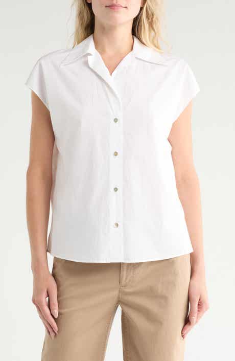 Vince Cap Sleeve Cotton Button-Up Shirt