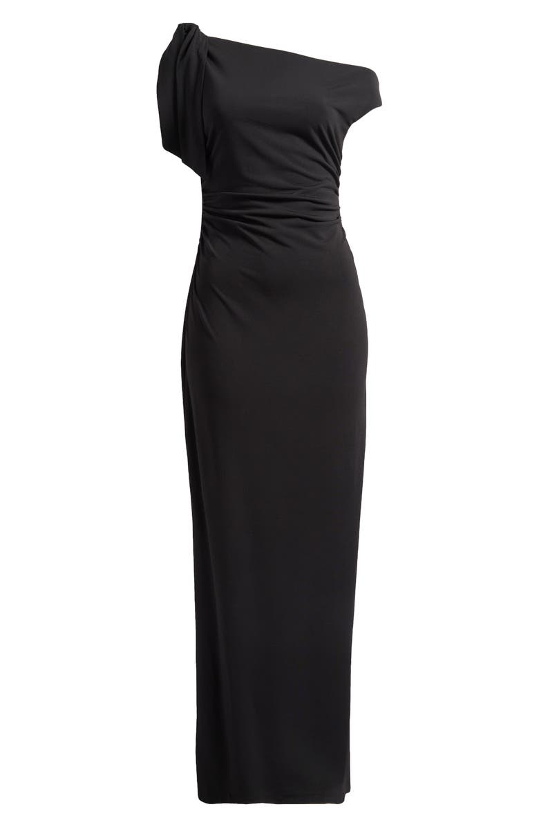 Say Less Ruched One-Shoulder Maxi Dress