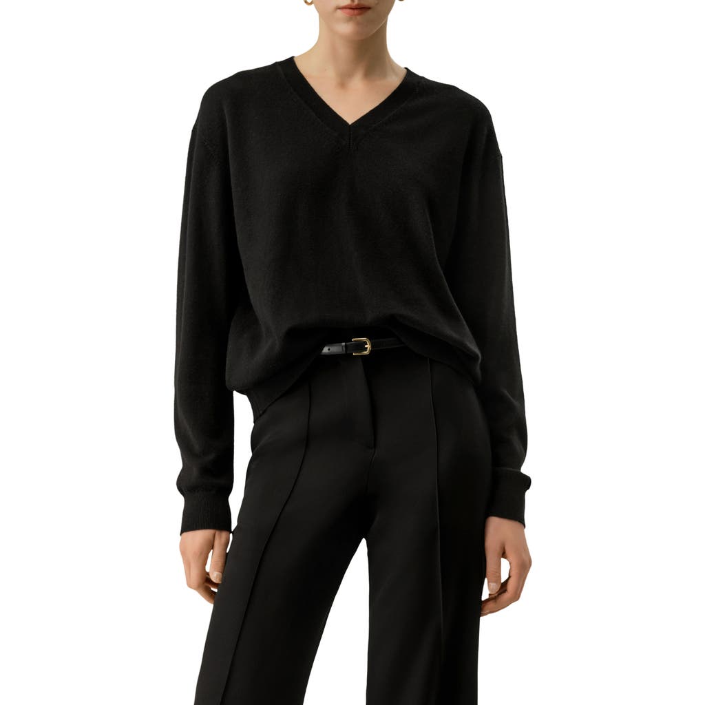 Lilysilk Baby Cashmere V-neck Sweater In Black