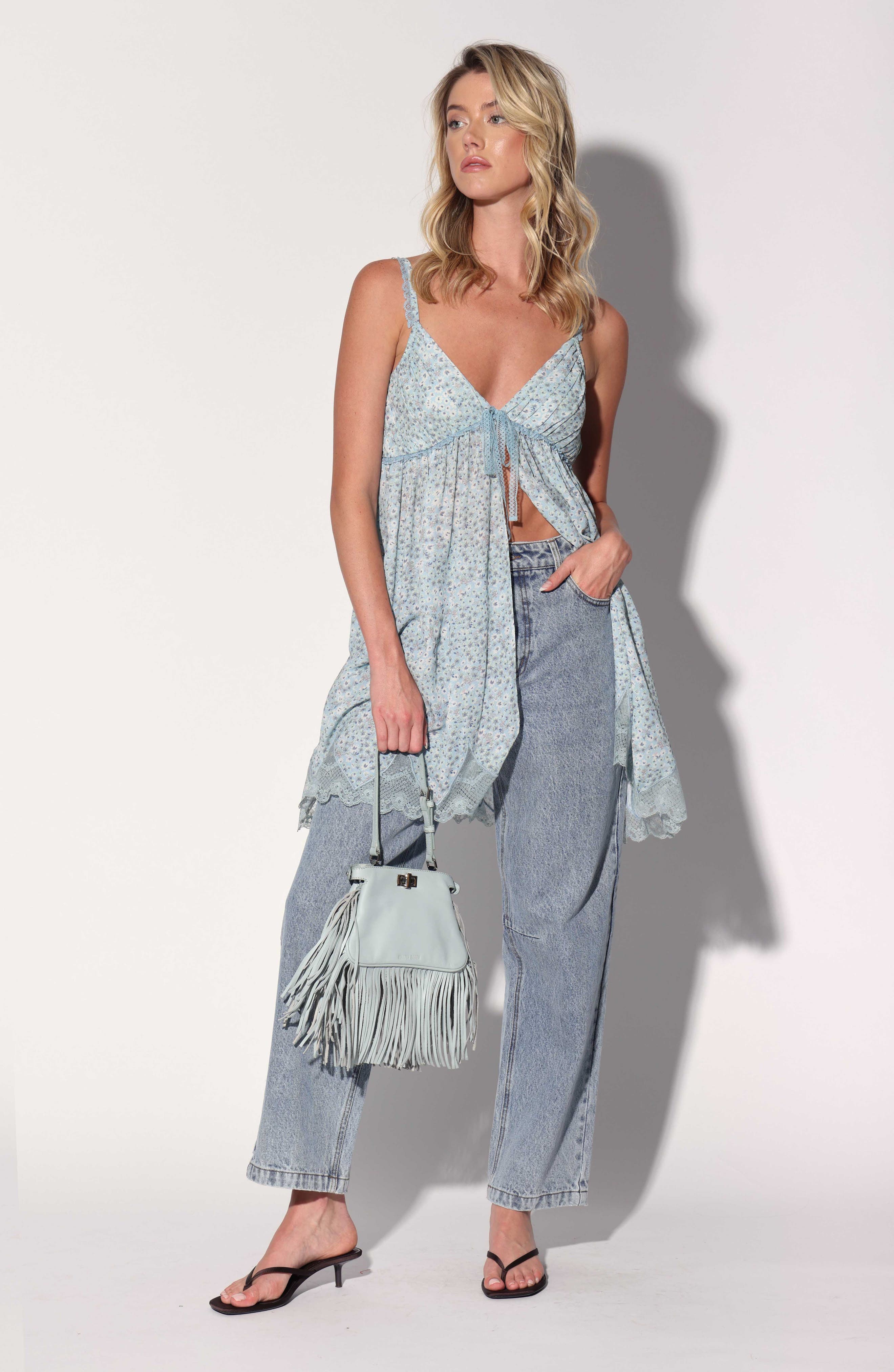 Mini Bailey Fringe Satchel, Alternate, color, ETHER