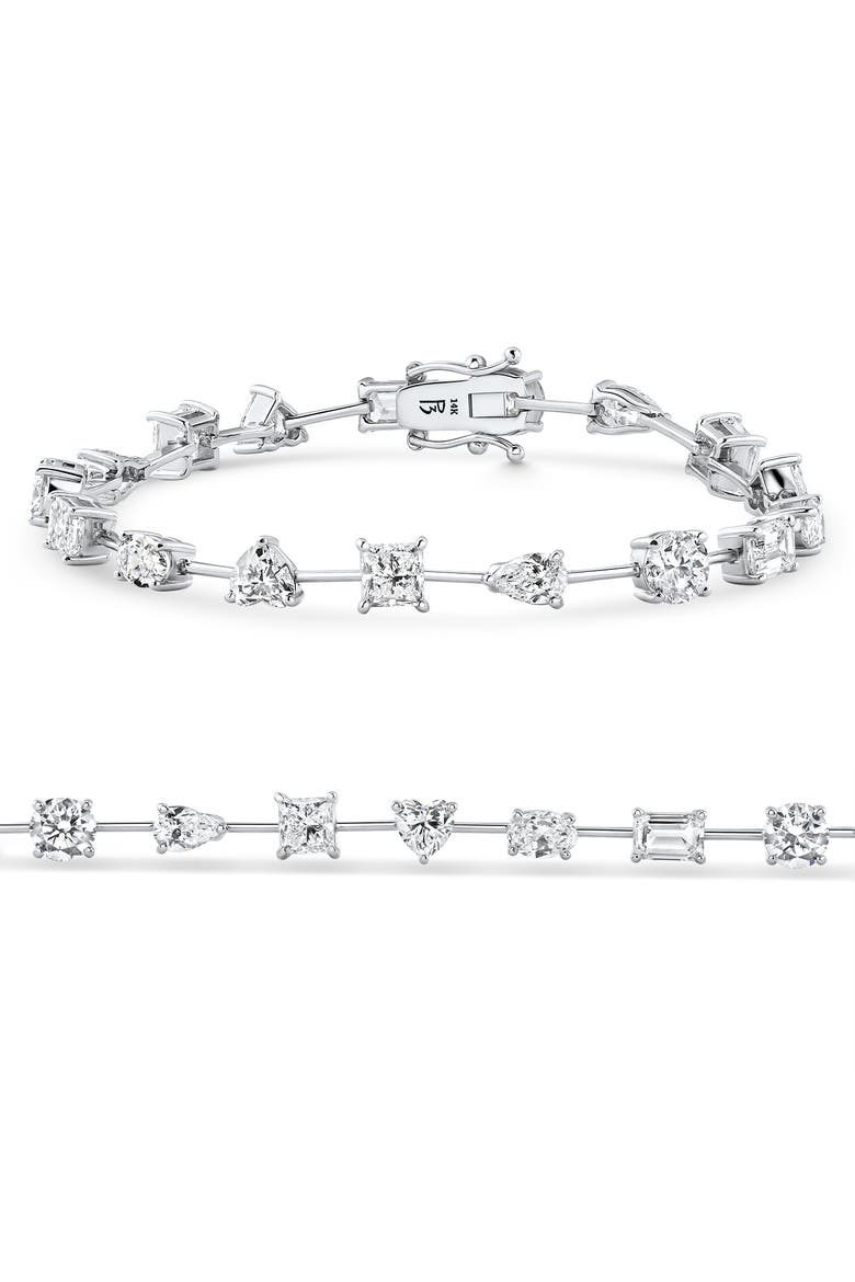 9Ct Mixed Cut Spaced Diamond Tennis Bracelet 14k Gold Lab Grown 7", Main, color, 14k White Gold