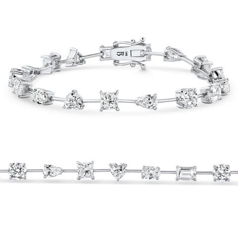 9Ct Mixed Cut Spaced Diamond Tennis Bracelet 14k Gold L