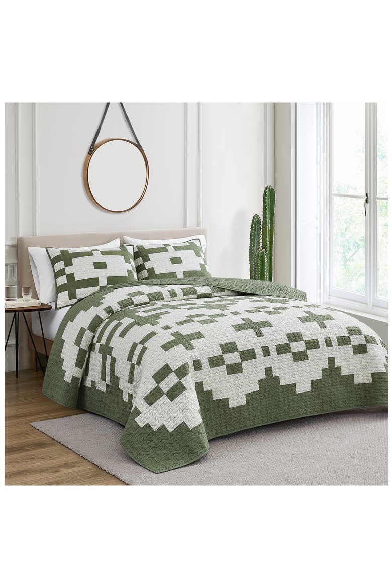 Painted Cove Reversible Quilt & Sham Set, Alternate, color, SAGE