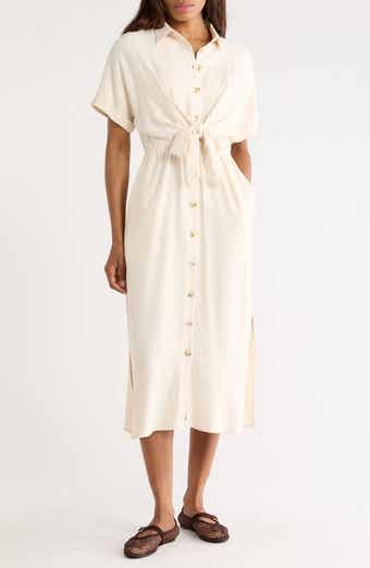 FRNCH Alienor Short Sleeve Tie Waist Shirtdress
